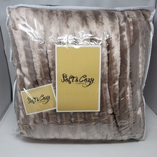 Soft  Cozy Faux Fur 3Pc Comforter Set Full Queen Natural Taupe Mink Reversible
