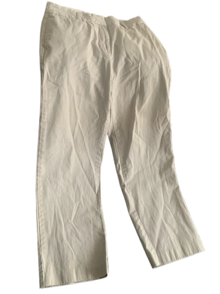 Pantalones bajos caqui usados para mujer talla 10 100 % algodón informales prácticos cómodos Foto 3 de 4