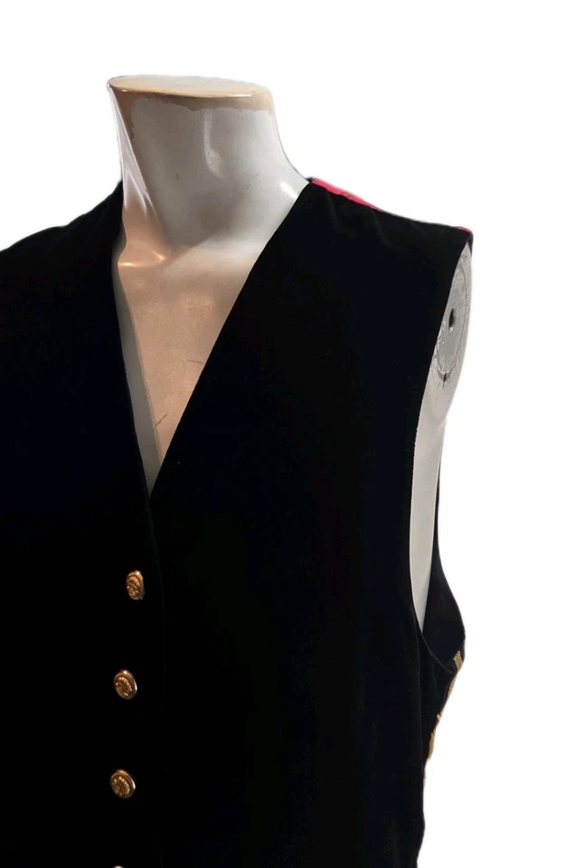 Chaleco Ralph Lauren para mujer pequeño vintage años 80 negro terciopelo cresta seda Foto 3 de 4