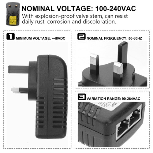 DC 48V 0.5A POE Injector Power Supply Over Ethernet Adapter with UK Plug for - 第 12/12 張圖片