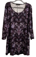 Enmain Women’s 3/4 Sleeve Knit Floral Dress Colorful Print Size 3X