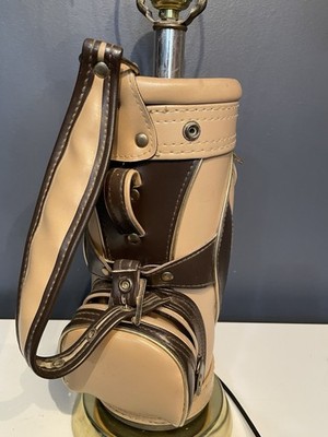Vintage Golf Bag Table Lamp Tan Brown Leather Mini Golf Bag Lamp