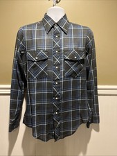 Vintage Sundance Career Club Mens M LS Western Shirt Plaid Pearl Snap USA MADE