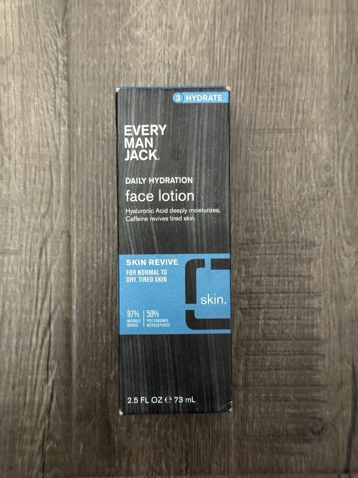 Loción facial Every Man Jack revive ácido hialurónico y cafeína 2,5 OZ nueva Foto 2 de 4