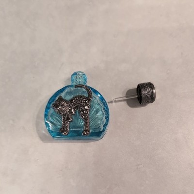 Vtg Miniature 1.5'' Fragrance Perfume Glass Bottle Cat