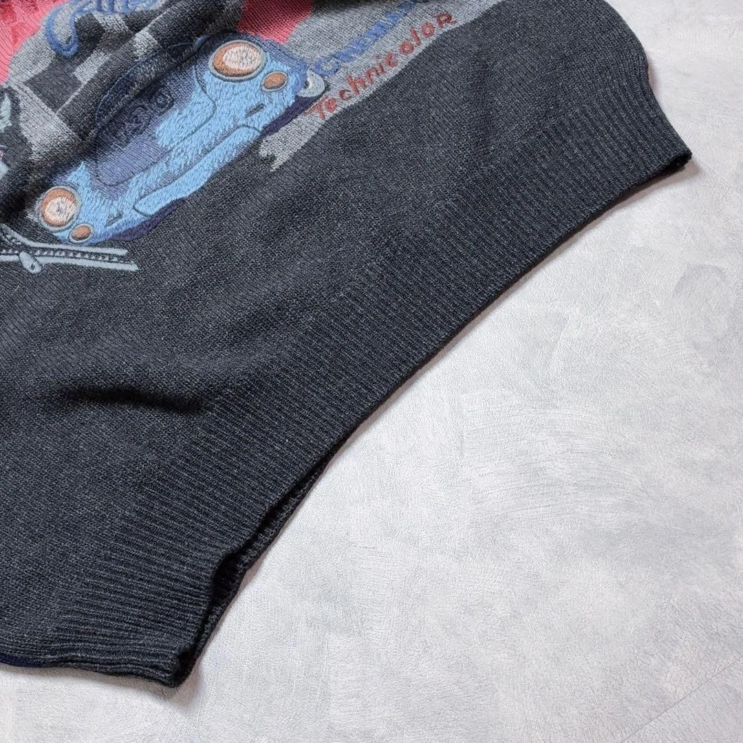 ICEBERG Vintage Knit Sweater L Bear Racing 90s Y2K Navy Charcoal image 6