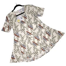LuLaRoe Perfect T XXS Koala Cream Olive Grey Whimsical Cute Swing Tunic Tee Top