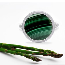 Handmade 925 Sterling Silver 18 MM Natural Green Malachite Lovely Ring