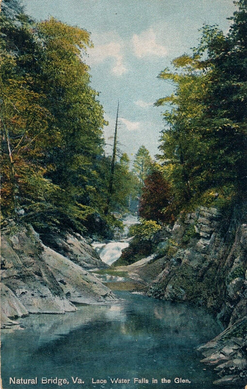 NATURAL BRIDGE, VA. LACE WATER FALLS IN THE GLEN. RUSTIC SETTING. VIRGINIA.