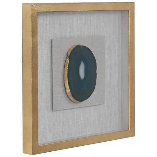 Uttermost Keeva Wood Agate Stone and Fabric Shadow Box in White and Gold - Picture 3 of 10