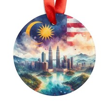 MALAYSIA Views, Malaysian Travel Personalized Round Acrylic Ornament Gift