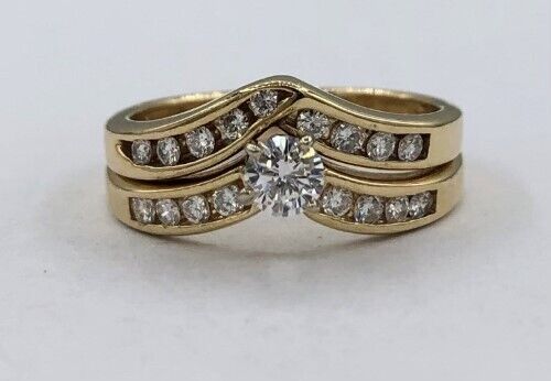 14Ct Yellow gold Diamond ring Set Sz L - Picture 4 of 6