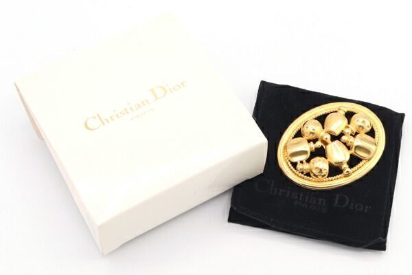Christian Dior Oval Perfume Bottle Gold Pin Brooc… - image 5
