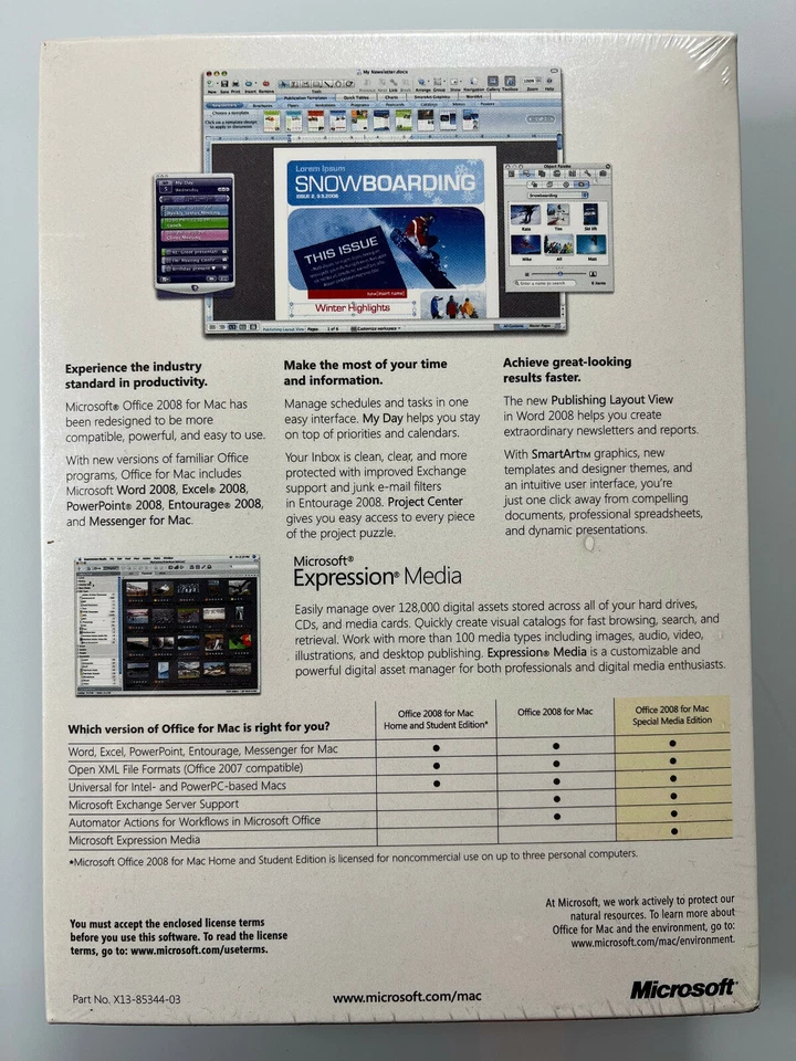 Nuevo sellado Microsoft Office Mac 2008 DVD inglés para actualización Mac Foto 2 de 3
