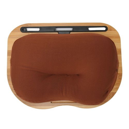 Escritorio para computadora portátil de madera de bambú para computadora portátil de hasta 15,6 pulgadas con almohada ajuste de cushi - Imagen 19 de 24