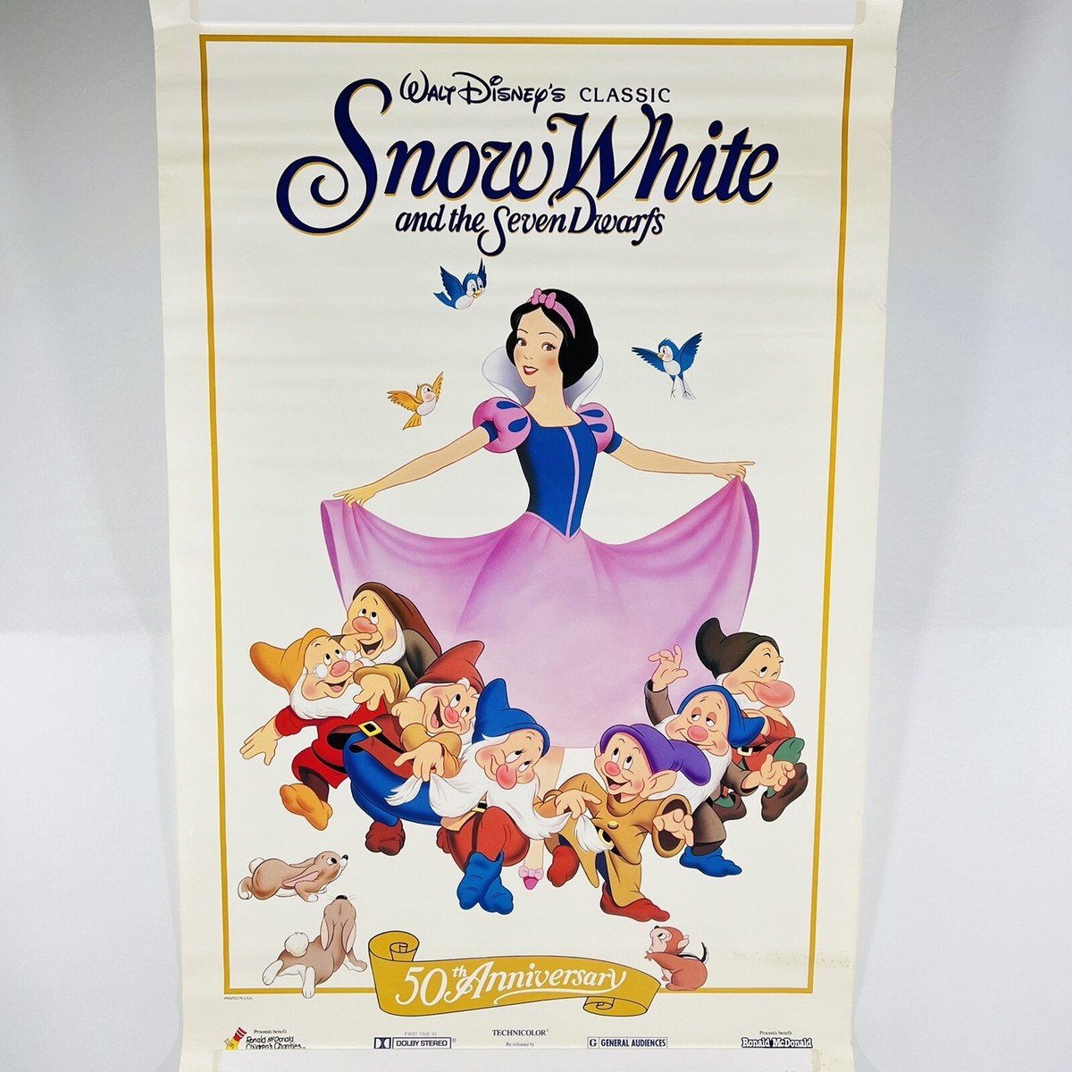 VINTAGE Walt Disney Classic Snow White and The Seven Dwarfs Poster