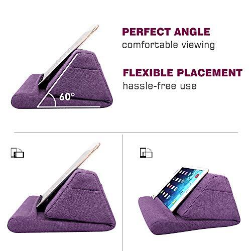  Tablet Pillow Stand, Soft Bed Pillow Holder, Fits up to 11" Pad, Fit Purple