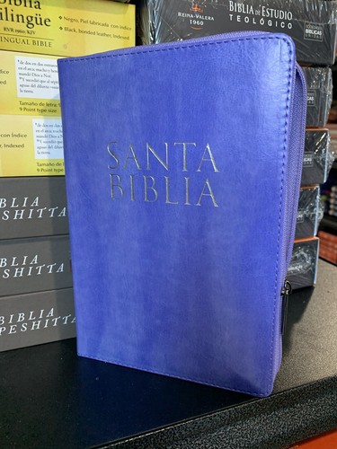 Biblia Reina Valera 1960 Letra Grande 12 Punti Con Chiusura Lila Semipiel Indice - Picture 3 of 7
