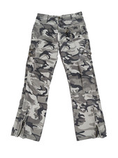 Vintage Y2K Retro Gray Green Camo Cargo Pants Ankle Zip 31x29 Baggy Skate