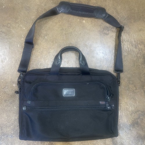 Tumi Alpha Slim Laptop Shoulder Bag 26111DH Leather Nylon Canvas Briefcase Black