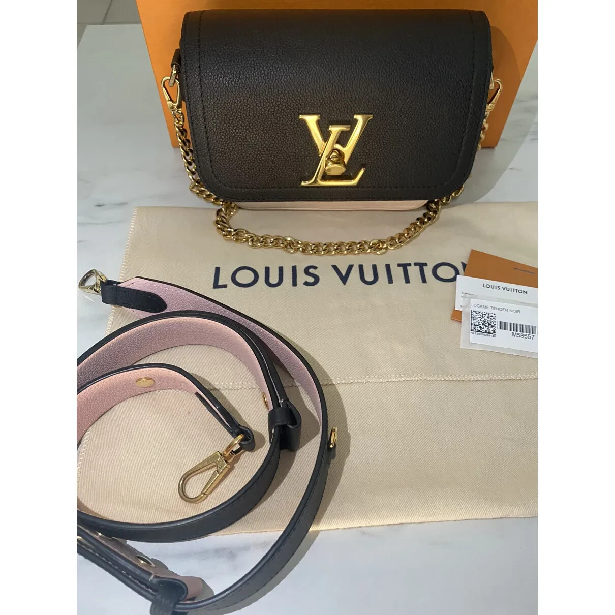 LOUIS VUITTON Lockme Tender Black White Cream Leather NIB SHIP FROM FRANCE