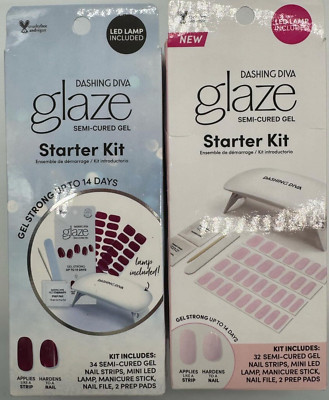 2PK Dashing Diva Glaze Semi Cured Gel Starter Kit SETS ~ GZK03 & GZK07 ~ NEW