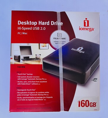 New Iomega High Speed 160GB External USB 2.0 Hard Drive PC/MAC Brand New