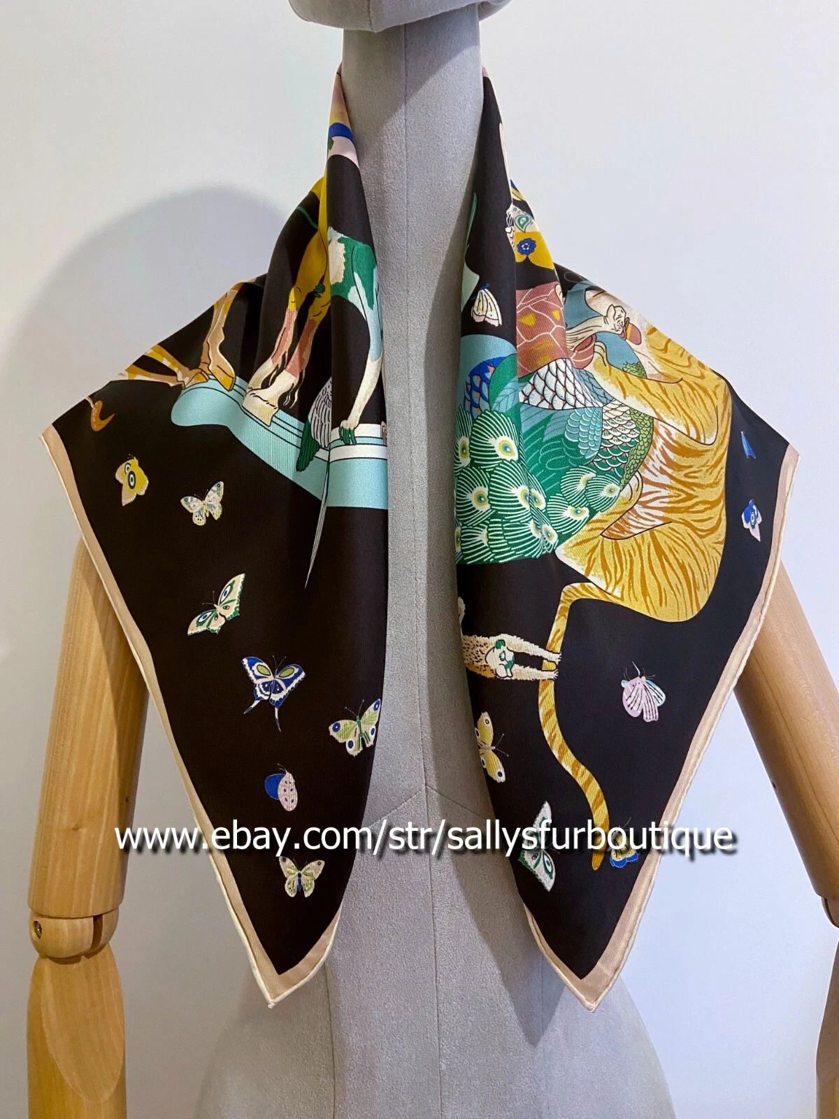 Pure Twill Silk Circus Print Shawl Scarf Bandanna Hand Rolled Collar Necktie 26*