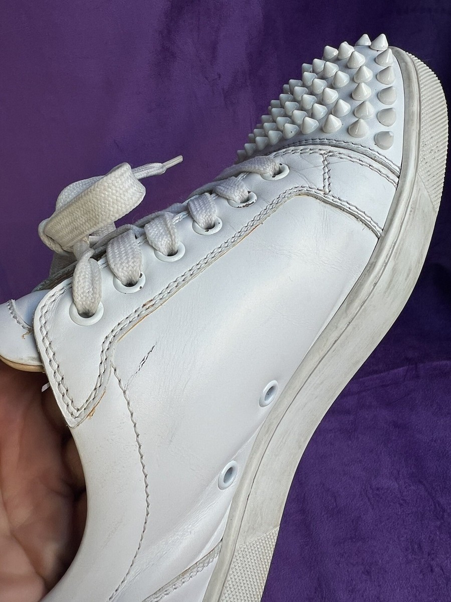 Christian Louboutin Louis Junior Spikes Leather White Sneakers