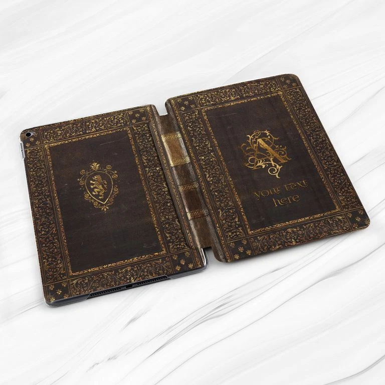 Custom Text Monogram Old Book Case For iPad 10.2 Air 3 4 5 Pro 9.7 11 12.9 Mini - Image 2 of 4