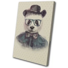 `Hipster Watercolour Panda Cool Animals SINGLE CANVAS WALL ART Picture Print