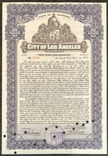 City of Los Angeles 1000$ Us Bgm Strau&szlig; 4,5% Certificate No 23319, 1934 #211