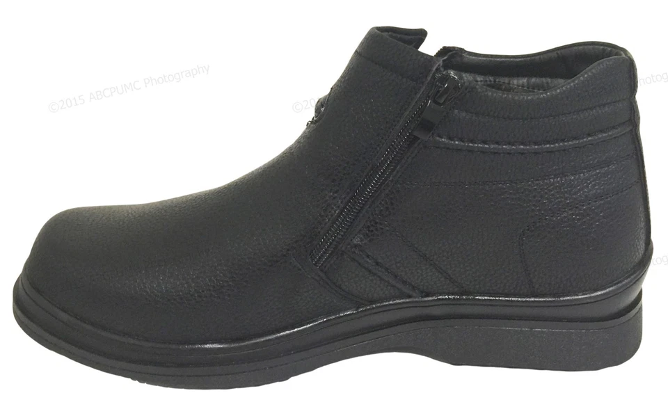 Nuevas botas de invierno para hombre forradas de piel con cremallera lateral cálidas al tobillo zapatos para nieve Foto 4 de 4