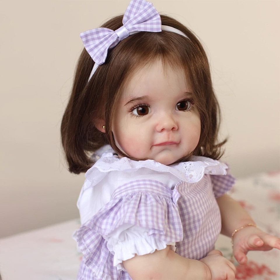 24" Lifelike Reborn Baby Doll Girl Toddler Maggi 3D Painted Rooted Hair