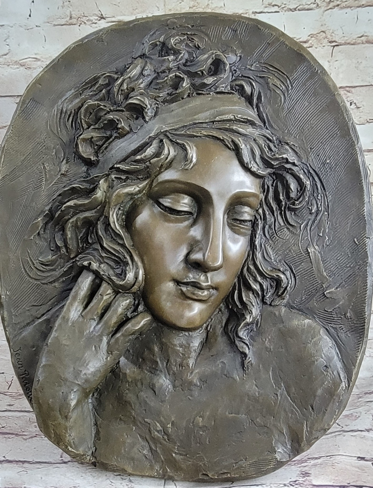 Vintage Bronze Wall Plaque in High Relief Woman Signed Patoue- Cast Artwork Sale