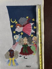 Hand painted needlepoint stocking canvas