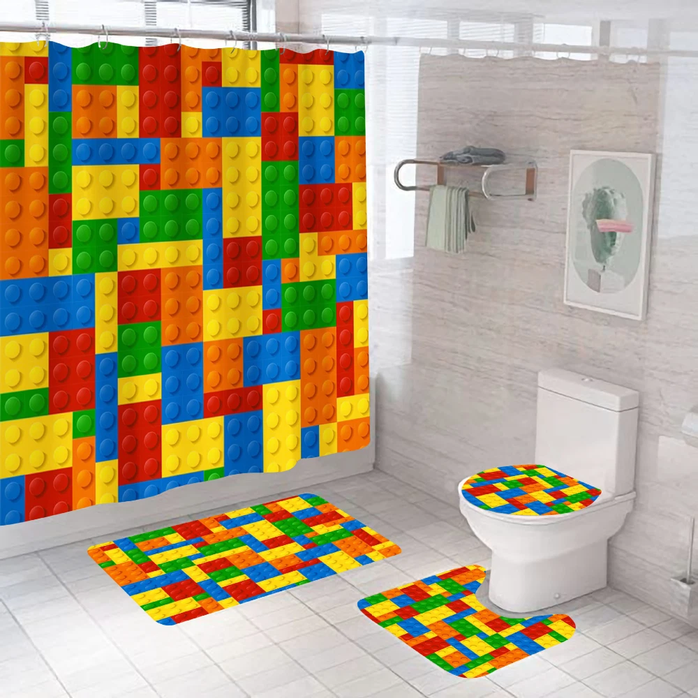 Rainbow Small Square Shower Curtain Bathroom Carpet Floor Mat