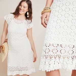 white crochet midi dress