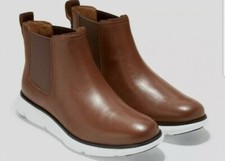 Cole Haan Mens Zerogrand Omni Chelsea Boot Waterproof Java Brown Optic White 8.5