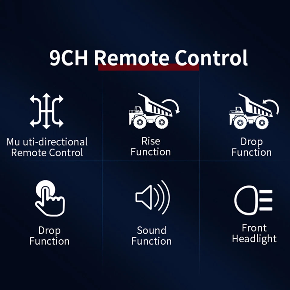 1:20 RC Excavator Bulldozer Remote Control Dump Truck with Light Sound Kids Gift - Image 2 of 4