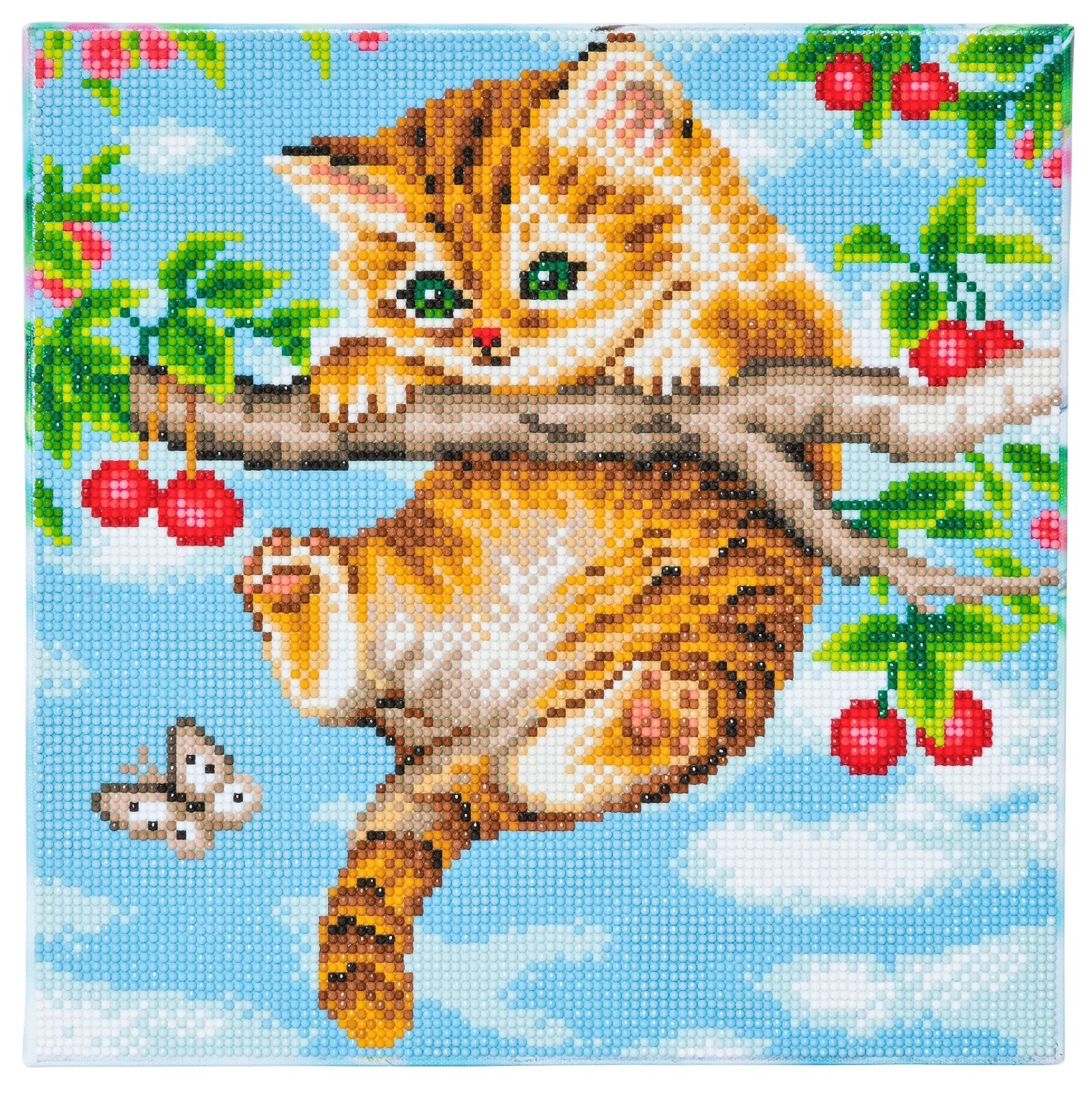 Diamond Painting Kit Cherry Kitten Framed Crystal Art Craft Buddy UK Kitcrafts