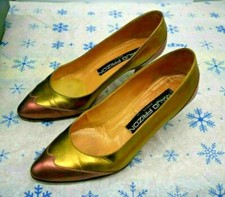 MAUD FRIZON Paris Women Gold Rose Gold Italian Leather Pumps Sz 35.5 US 5.5