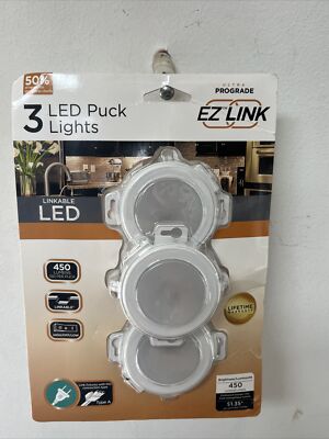 EZ Link Linkable Plug-in LED White Puck Light with High/Low Switch (3-Pack)