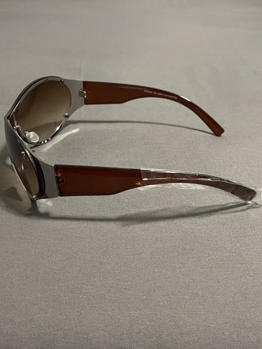 Neu mit Etikett generische Sonnenbrille Unisex silberner Besatz braun Farbverlauf Schild UV-Schutz - Bild 2 von 6