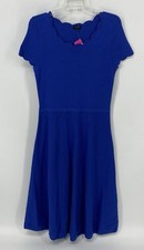 Talbots Womens Short Sleeve Fit N Flare Sweater Dress Royal Blue Medium NWT