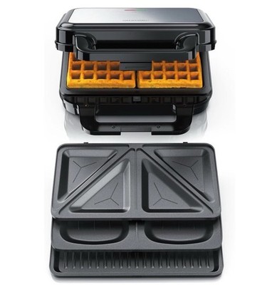 Arendo 4in1 Snack Maker 900W Kontaktgrill Sandwichmaker 4 Platten Edelstahl