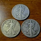 1940, 1941, 1944 walking Liberty silver half down