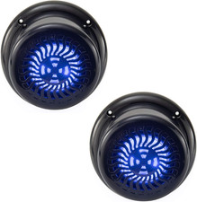 RV Flush Mount Speaker  Exterior 5.25" Black Wavy Blue LED  Waterproof 2 Pack