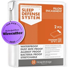 Pillow Encasement- Zippered Bed Bug Dust Mite Proof Hypoallergenic - Sleep De...