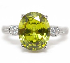 3CT Peridot  Topaz 925 Genuine Sterling Silver Ring Jewelry Sz 8